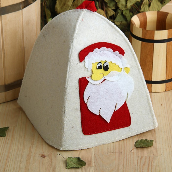 Шапка банная с аппликацией "Дед мороз", войлок