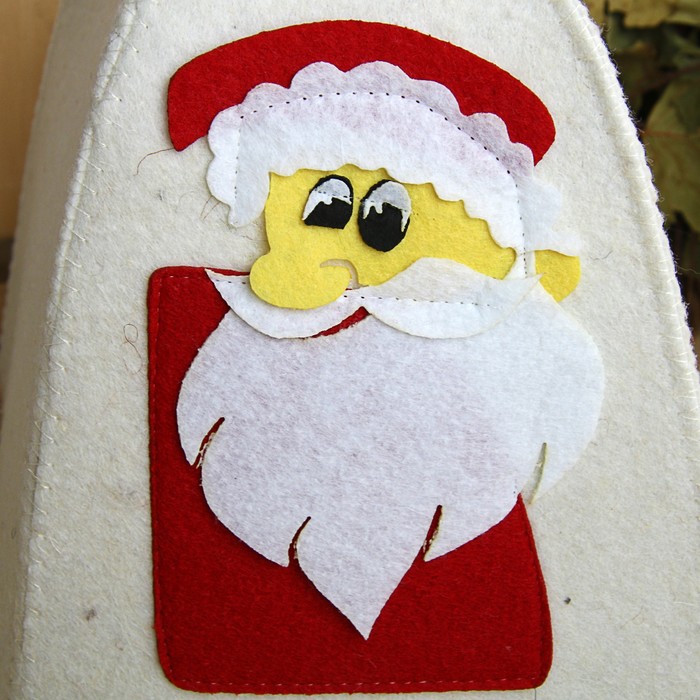 Шапка банная с аппликацией "Дед мороз", войлок