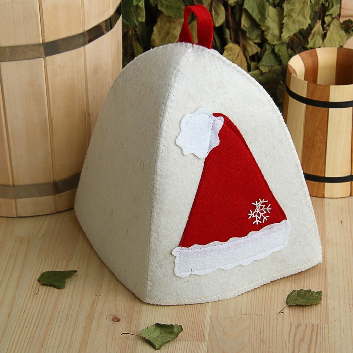 Шапка банная с аппликацией "Новогодний колпак", войлок, микс