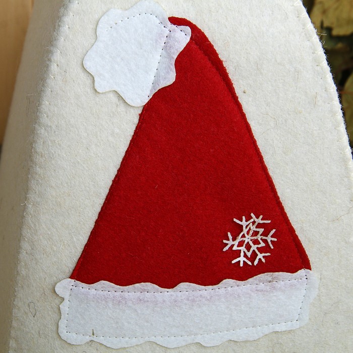Шапка банная с аппликацией "Новогодний колпак", войлок, микс