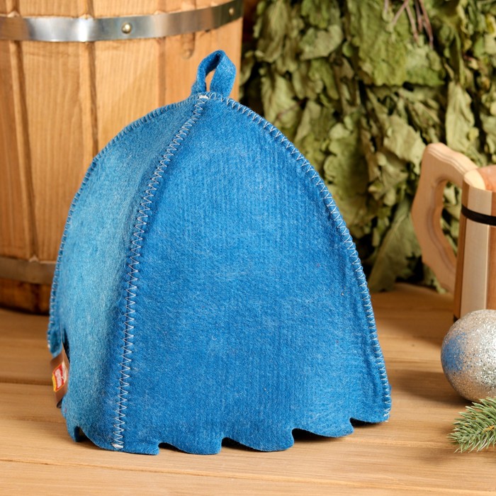 Шапка банная "Новогодняя", женская, войлок, синяя