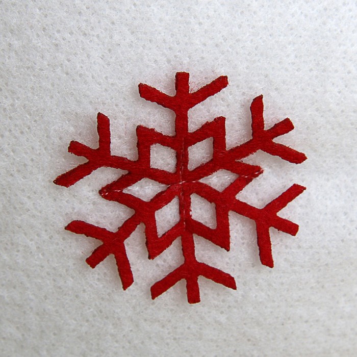 Шапка банная с аппликацией "Снежинка", экофетр, красная