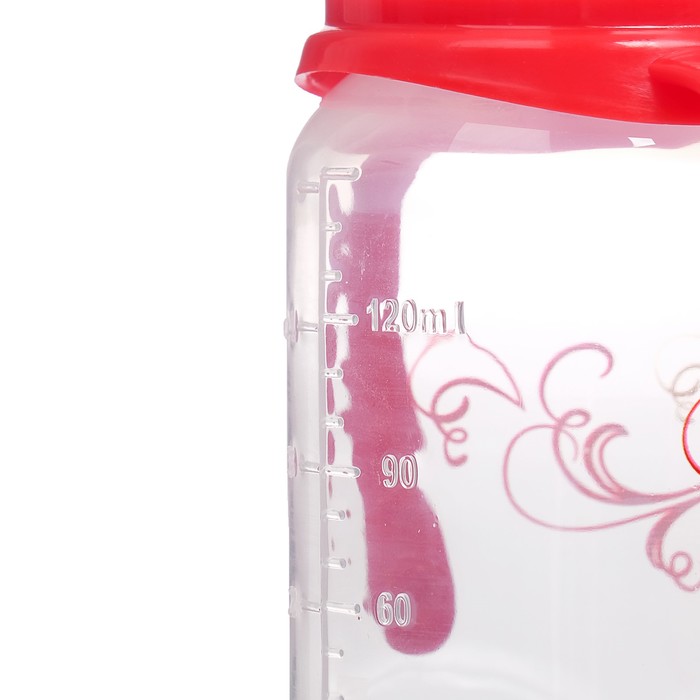Бутылочка для кормления «Царевич» детская классическая, с ручками, 150 мл, от 0 мес., цвет красный