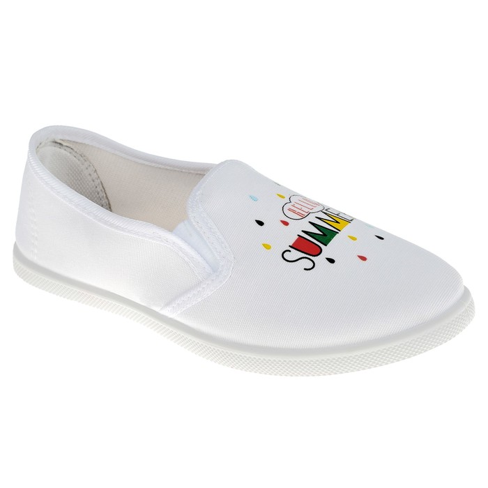 Слипоны KAFTAN женские с наклейкой "Hello summer", белый, 36 р-р