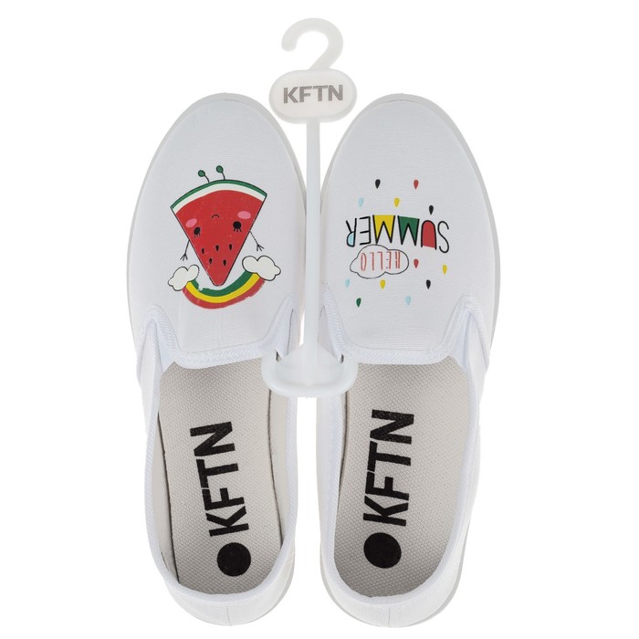 Слипоны KAFTAN женские с наклейкой "Hello summer", белый, 39 р-р