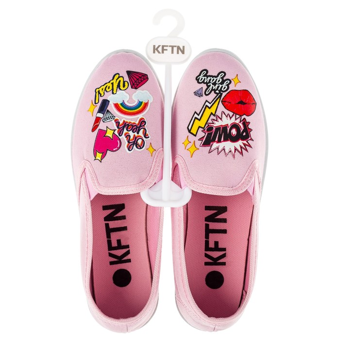 Слипоны KAFTAN женские с наклейкой "Oh yeah", розовый, 38 р-р