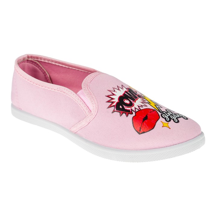 Слипоны KAFTAN женские с наклейкой "Oh yeah", розовый, 39 р-р