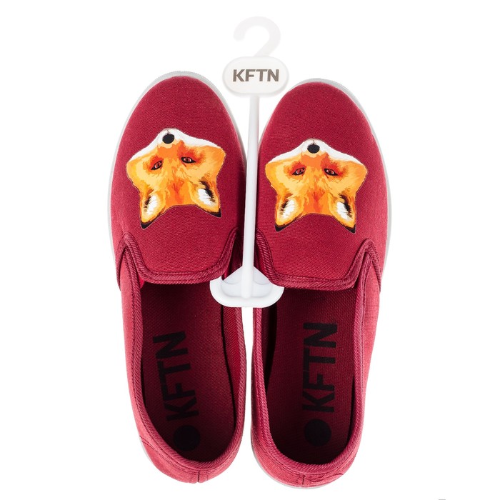 Слипоны KAFTAN женские с наклейкой "Лиса", бордо, 38 р-р