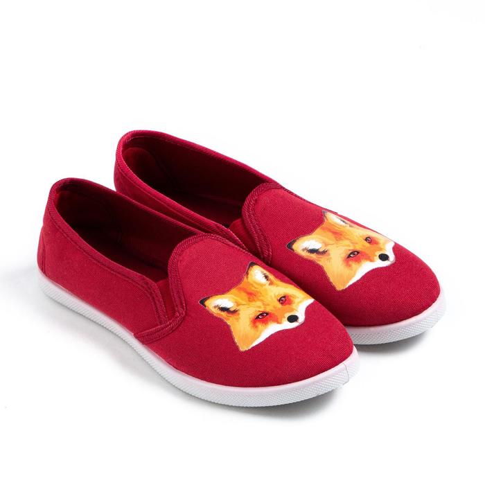 Слипоны KAFTAN женские с наклейкой "Лиса", бордо, 40 р-р