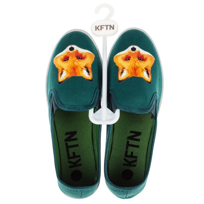 Слипоны KAFTAN женские с наклейкой "Лиса", мор.волна, 37 р-р