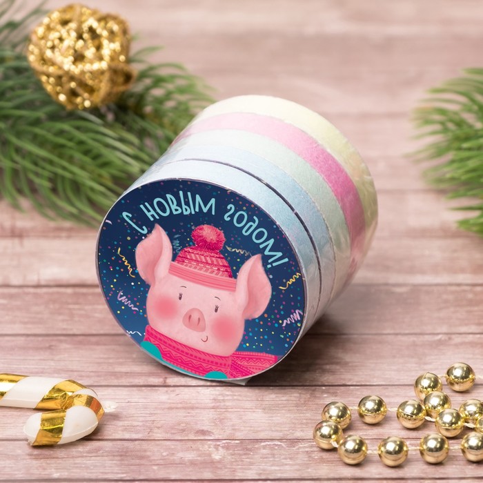 Полотенце прессованное Collorista "С Новым годом" 28 х 28 см, хлопок