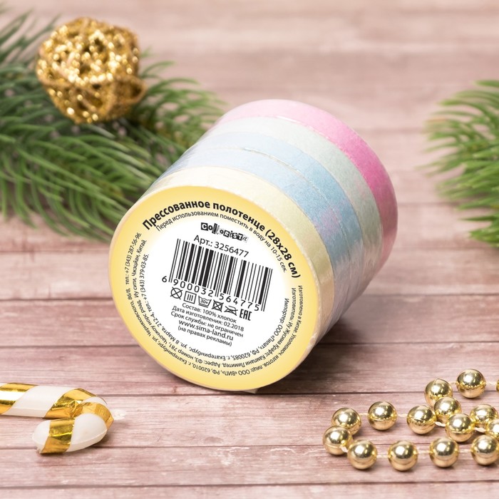 Полотенце прессованное Collorista "Денежного года" 28 х 28 см, хлопок