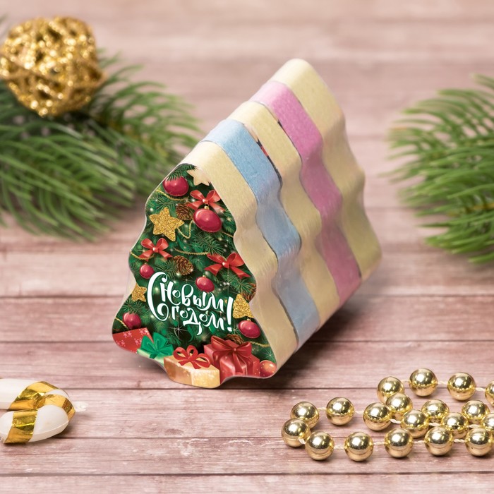 Полотенце прессованное Collorista "С Новым годом!" 28х28 см, хлопок