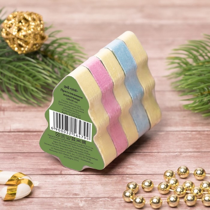 Полотенце прессованное Collorista "С Новым годом!" 28х28 см, хлопок