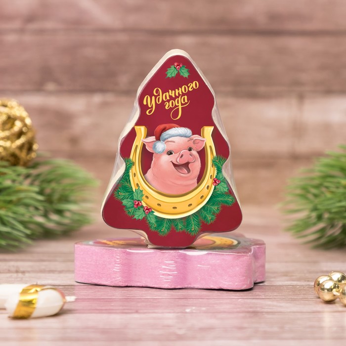 Полотенце прессованное Collorista "Удачного года" 28х28 см, хлопок,