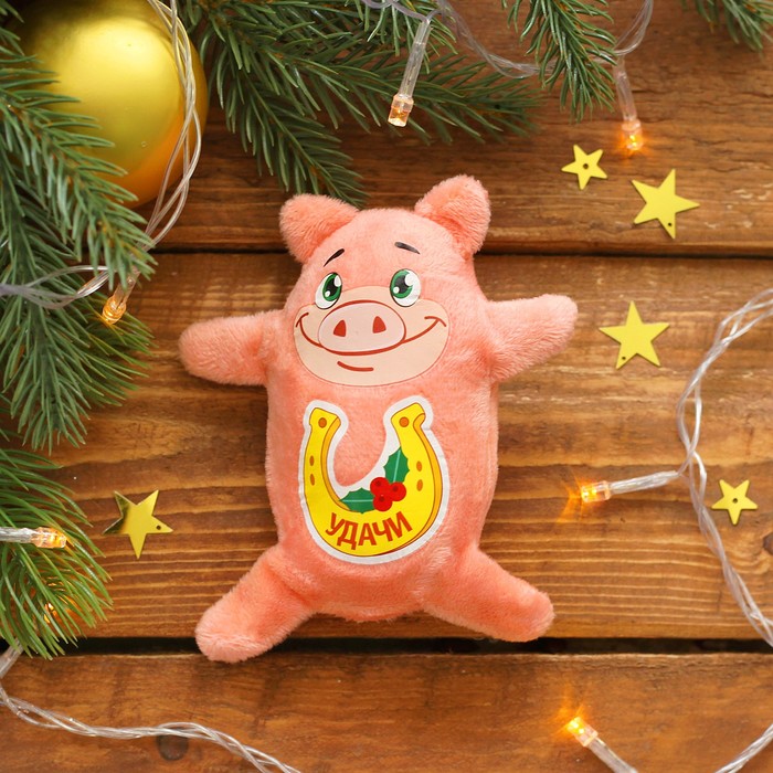 Магнит новогодний "Удачи", мягкая игрушка, 15см