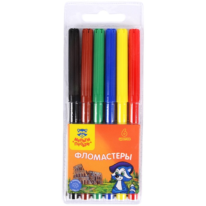 Фломастеры 6 цветов Мульти-Пульти «Енот в Италии», смываемые 240103