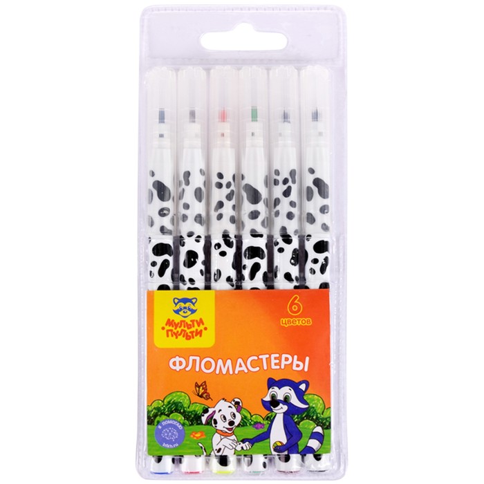 Фломастеры 6 цветов Мульти-Пульти «Енот и далматинцы», смываемые 240213