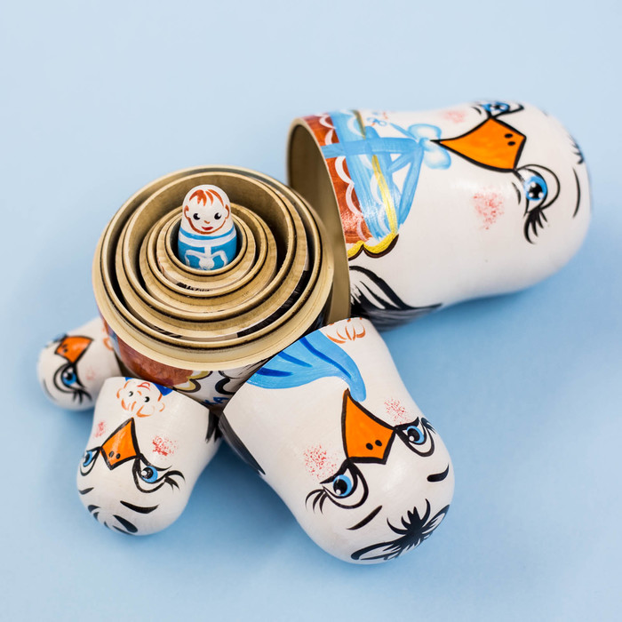 Матрешка 5 кукольная "С рождением сыночка" 13 см