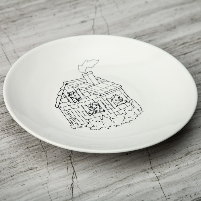 Тарелка плоская "Три свинки" 19,5 см белая, микс