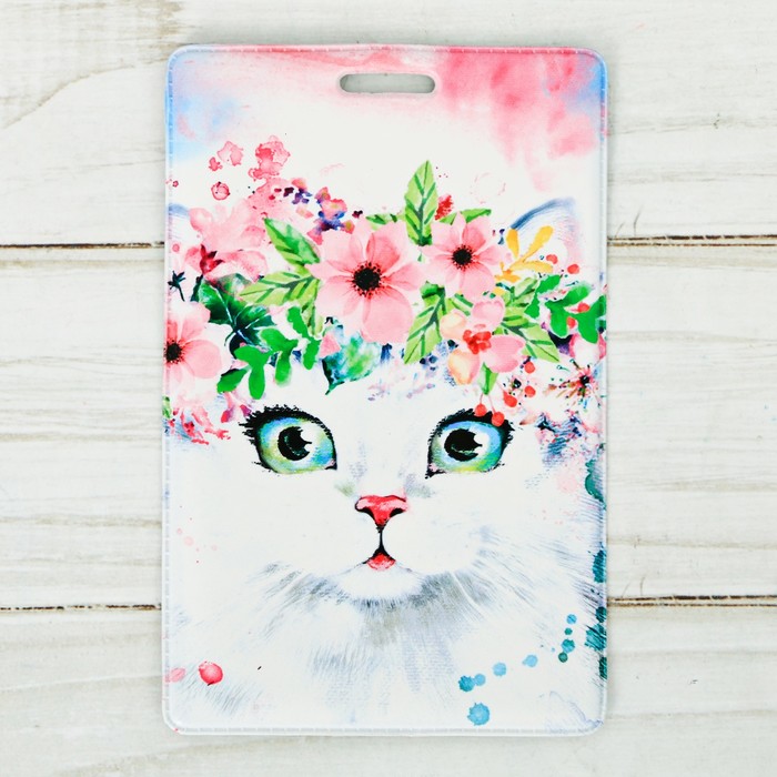 Чехол для карточек и бейджа «Кошка», 6,8 х 10,5 см