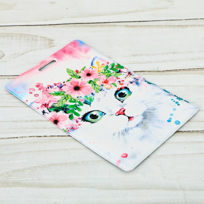 Чехол для карточек и бейджа «Кошка», 6,8 х 10,5 см