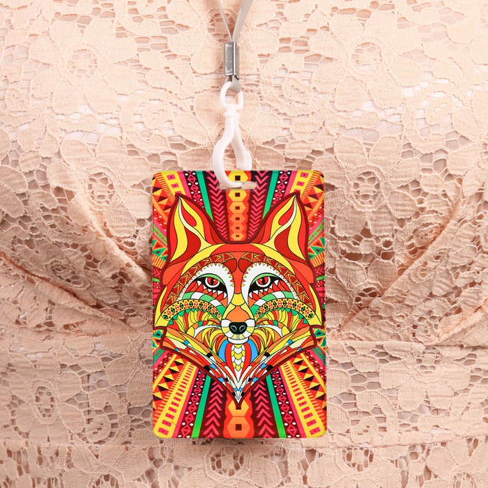 Чехол для карточек и бейджа «Лис», 6,8 х 10,5 см