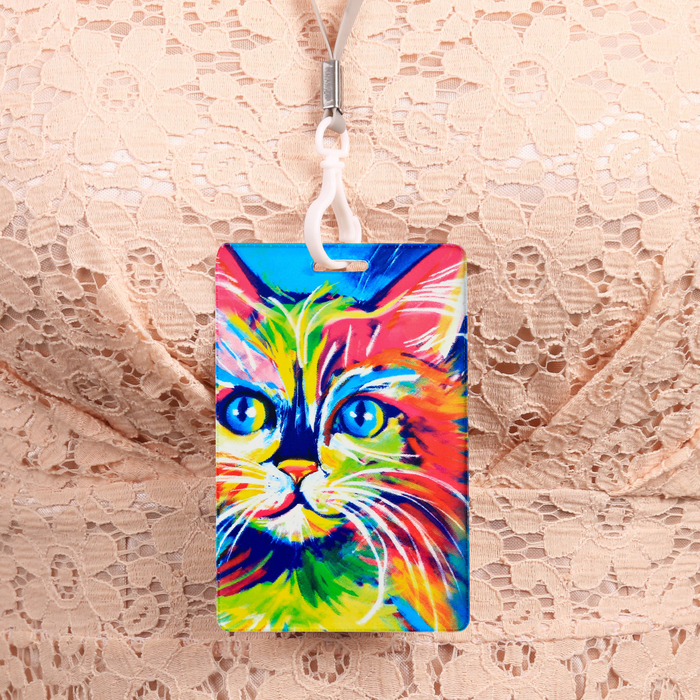 Чехол для карточек и бейджа «Котенок», 6,8 х 10,5 см