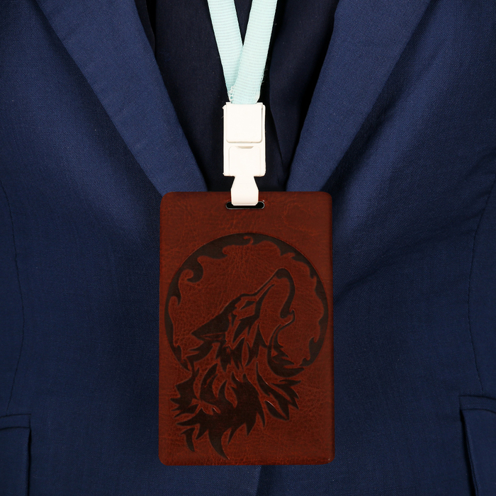 Чехол для карточек и бейджа «Волк», 6,8 х 10,5 см