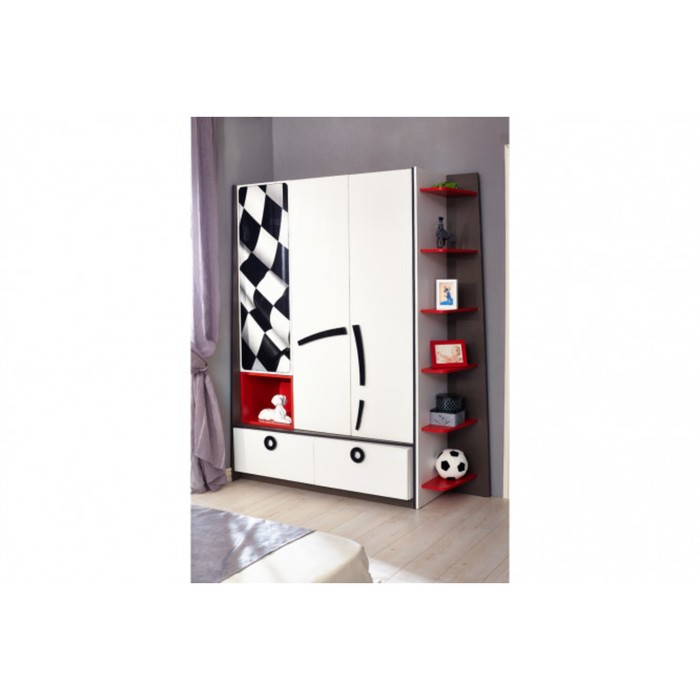 Стеллаж окончание "Формула", цвет красный/белый/скала