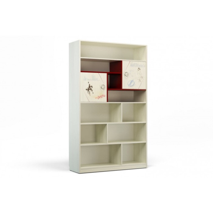 Стеллаж угловой "Актив", цвет сосна скандинавия/бургундия