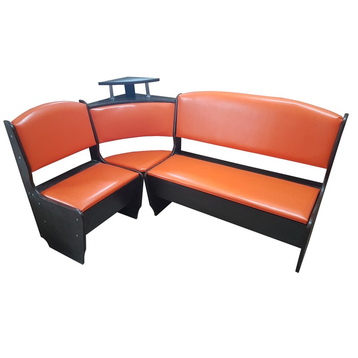 Кухонный уголок Барон Стандарт 1500х1000, Венге/кож.зам оранжевый