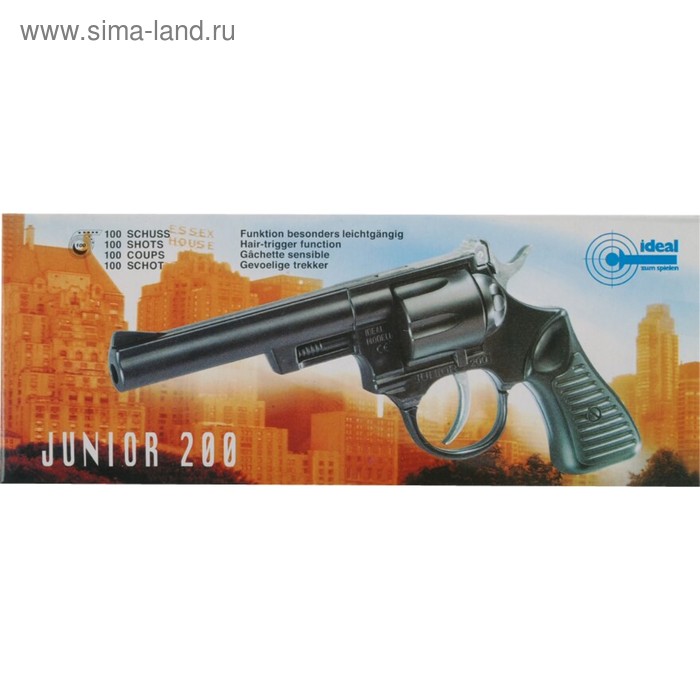 Пистолеты и автоматы трещотки Пистолет «Junior 200», 100-зарядный, 21 см, упаковка-короб