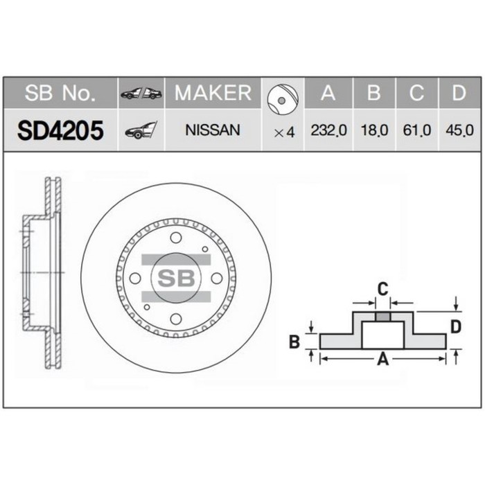 Диск тормозной HI-Q SD4205