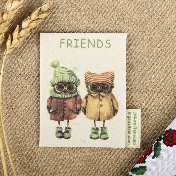 Магнит из войлока "Совы "Друзья" с авторскими рисунками Инги Пальцер
