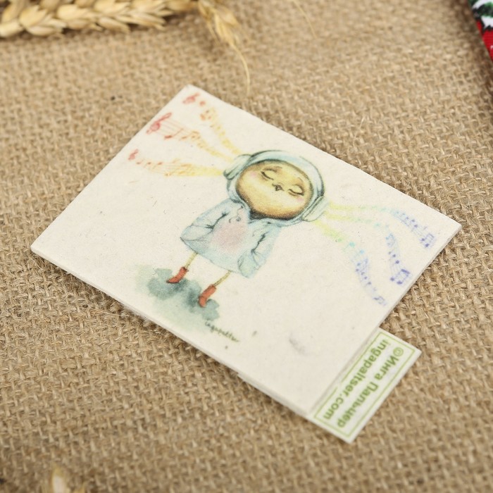 Магнит из войлока "Сова музыкальная" с авторскими рисунками Инги Пальцер