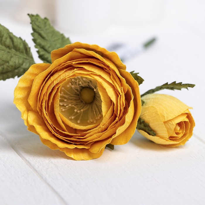 Искусственный цветок "Королевская роза" жёлтая 25 см