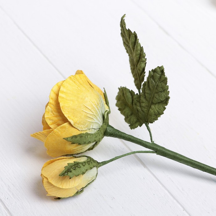 Искусственный цветок "Королевская роза" жёлтая 25 см