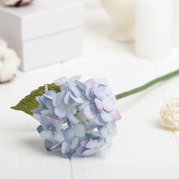 Искусственный цветок "Карликовая гортензия" небесная 27 см
