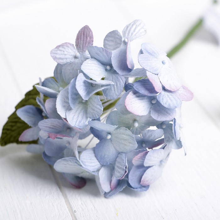Искусственный цветок "Карликовая гортензия" небесная 27 см