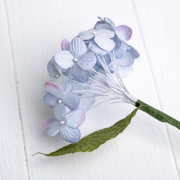 Искусственный цветок "Карликовая гортензия" небесная 27 см