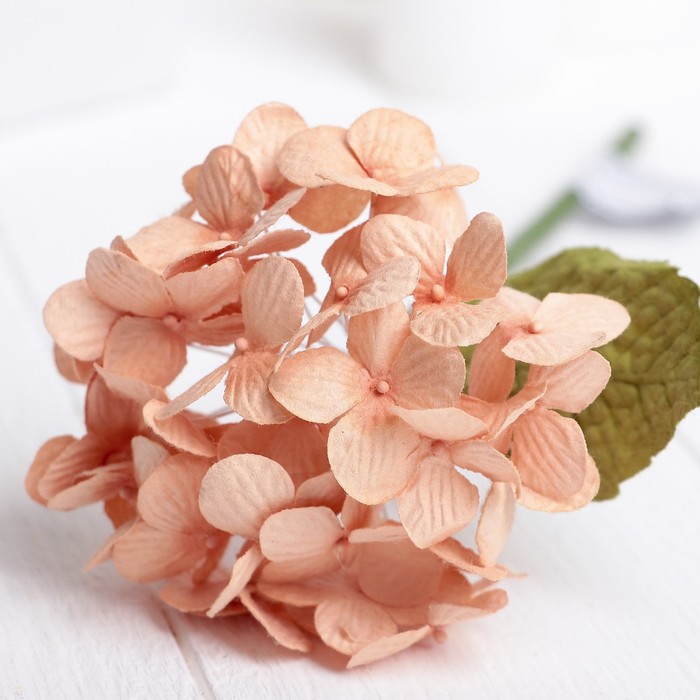 Искусственный цветок "Карликовая гортензия" оранжевая 27 см