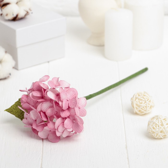 Искусственный цветок "Карликовая гортензия" ярко-розовая 27 см