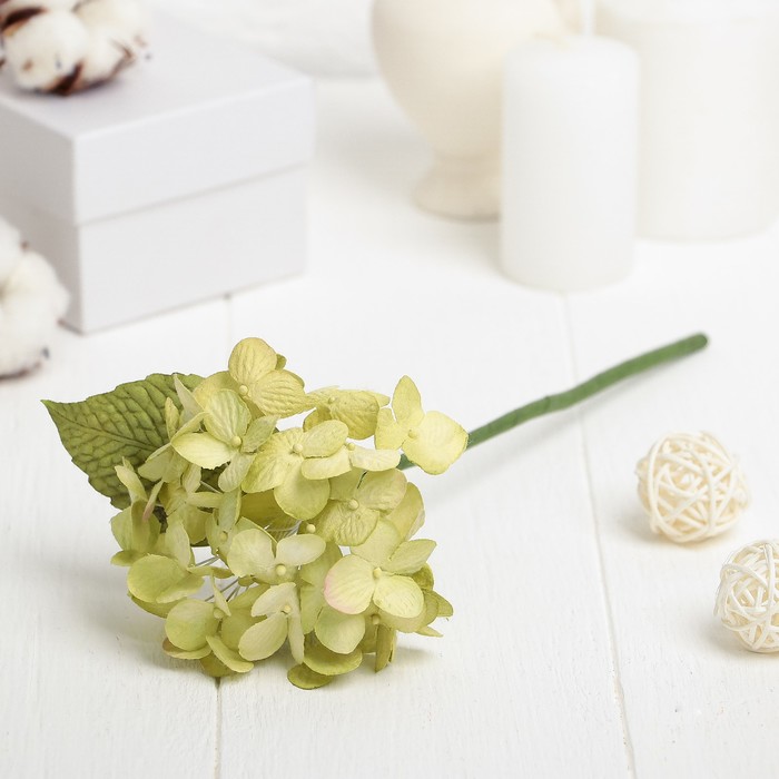 Искусственный цветок "Карликовая гортензия" зелёная 27 см