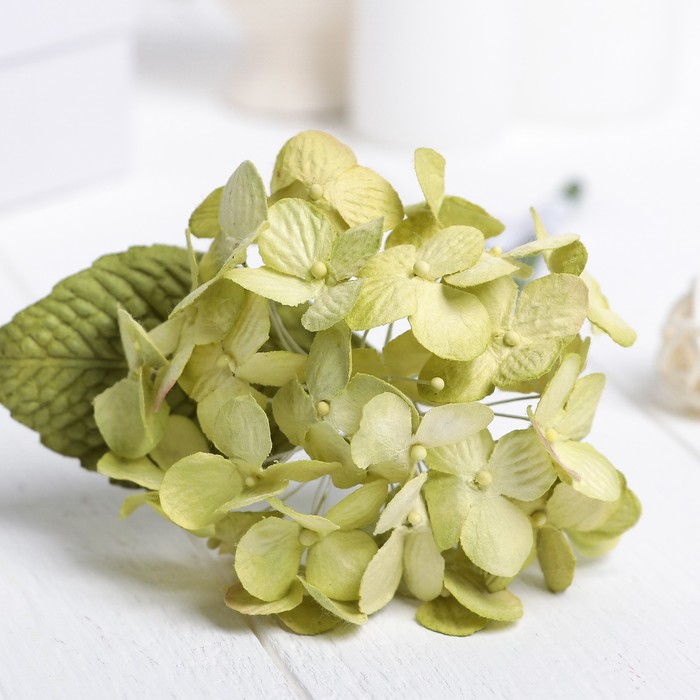 Искусственный цветок "Карликовая гортензия" зелёная 27 см