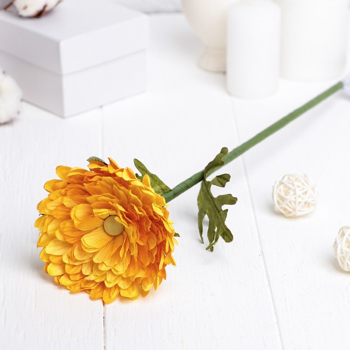 Искусственный цветок "Хризантема" жёлтая 42 см