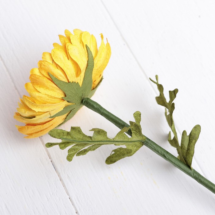 Искусственный цветок "Хризантема" жёлтая 42 см