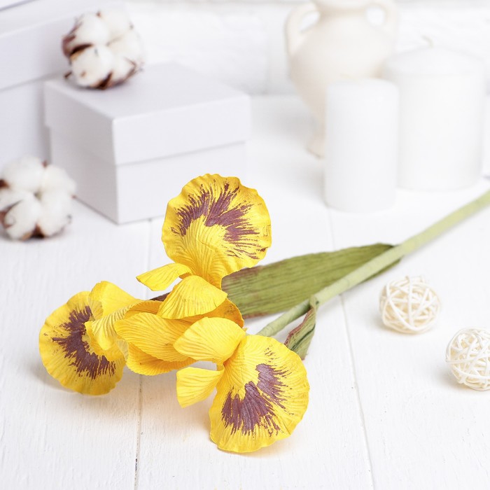 Искусственный цветок "Ирис" жёлтый 48 см