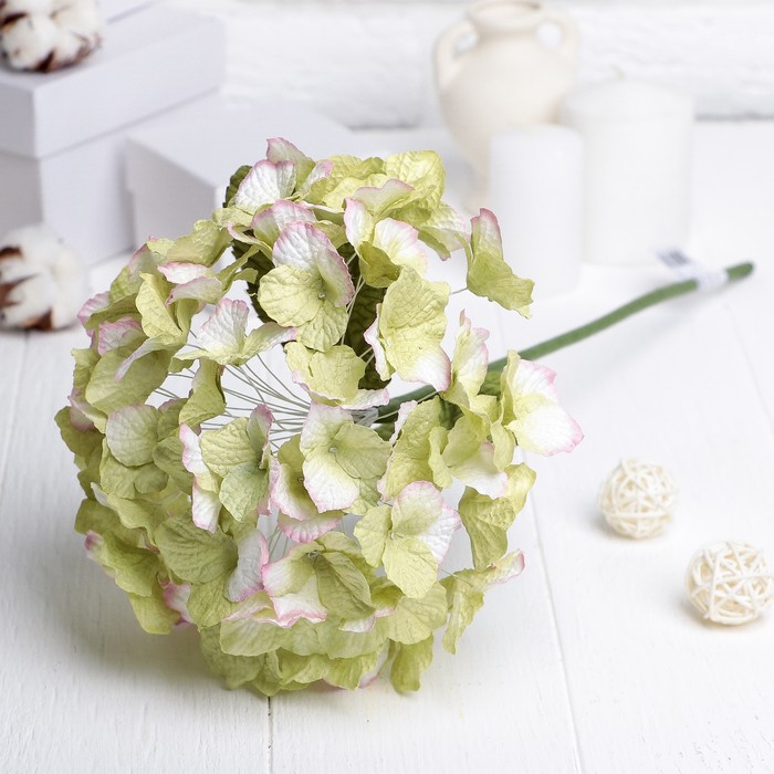 Искусственный цветок "Большая гортензия" зелёная 45 см