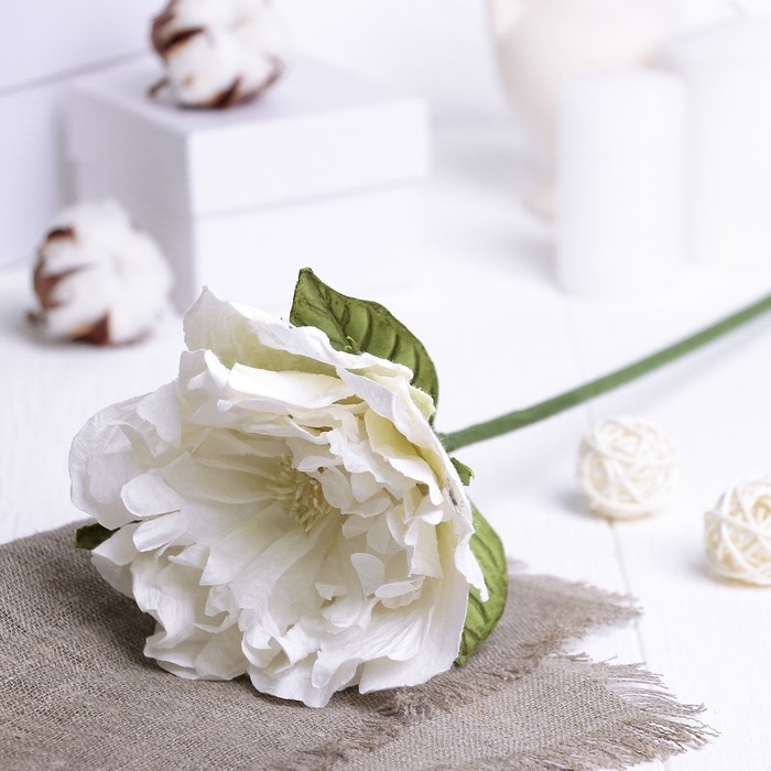 Искусственный цветок "Распустившийся пион" белый 47 см